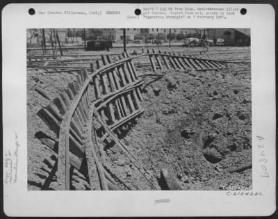 Thumbnail for Consolidated > Twisted Like Children'S Toys, The Rails In The Marshalling Yards At Arezzo, Italy, Nerve Center Of Road And Rail Movement Through Middle Italy, Tell The Story Of "Operation Strangle".