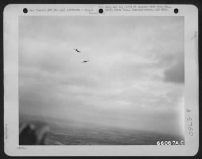 Thumbnail for Consolidated > Two Republic P-47 'Thunderbolts' In Flight.  Europe.