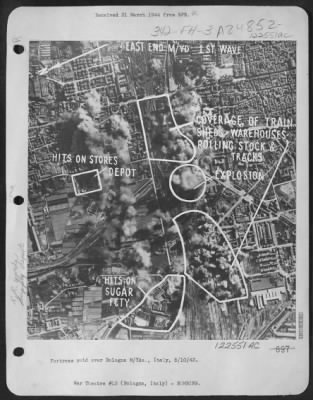 Consolidated > Boeing B-17 "Flying Fortress" Raid Over Bologna M/Yds. [Marshalling Yards], Italy, 5-10-43.