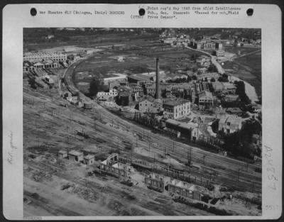 Thumbnail for Consolidated > Traffic From France, Germany, The Balkans, And The Great Industrial Areas Of Northern Italy Was Funnelled Thru The Railyards At Bologna.  Thus The Rail Center Was A Choice Target Of 15Th Af Heavies.  This Is How The Railyards Fared Under Air Attack.  The