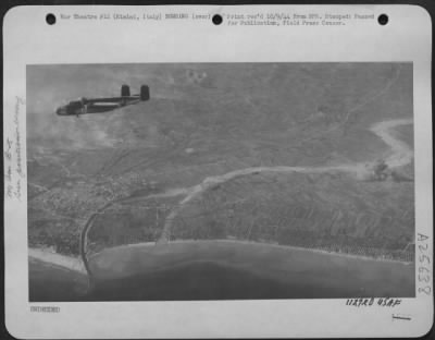 Thumbnail for Consolidated > Rimini, The Eastern Anchor Of The Gothic Line In Northern Italy, Lies Below This North American B-25 Mitchell Of The Tactical Air Force That Has Just Dropped Its Load Of Bombs On Troops And Gun Positions North Of The City.