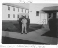 Thumbnail for Bill Kover in front of barracks, Lackland AFB, 1966.jpg