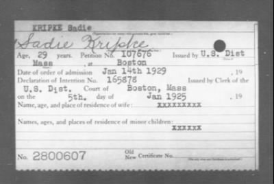 1929 > KRIPKE Sadie