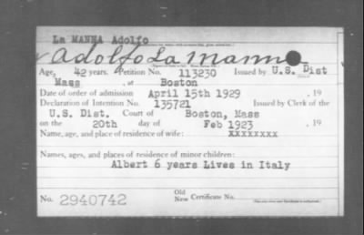 1929 > La MANNA Adolfo