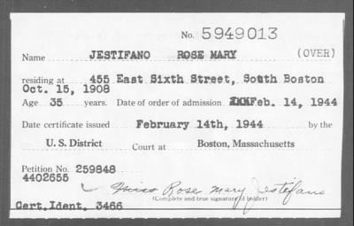 Thumbnail for 1944 > JESTIFANO ROSE MARY