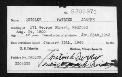 Thumbnail for 1943 > QUIGLEY PATRICK JOSEPH