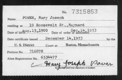 Thumbnail for 1953 > POWER, Mary Joseph