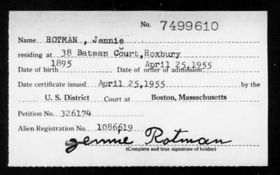 Thumbnail for 1955 > ROTMAN, Jennie