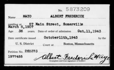 Thumbnail for 1943 > MAYO ALBERT FREDERICK