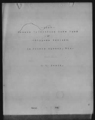 Thumbnail for Bad River, Fond du Lac, Grand Portage, Lac Courte Oreilles, Lac du Flambeau, Red Cliff, Vermillion Lake Chippewa > 1895 - 1897