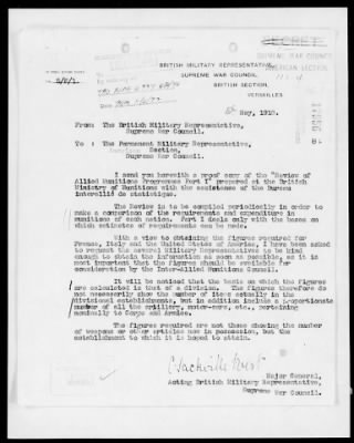 Thumbnail for American Section > Correspondence and reports relating to the Allied Munitions Program