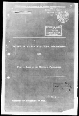 American Section > Correspondence and reports relating to the Allied Munitions Program