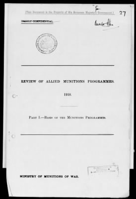 American Section > Correspondence and reports relating to the Allied Munitions Program