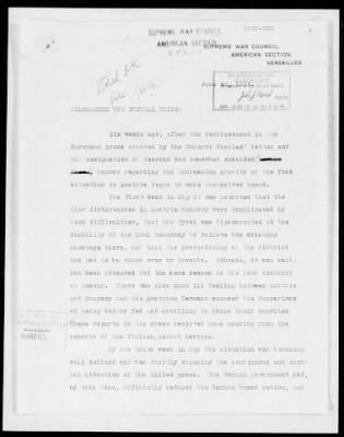 American Section > Correspondence and reports on conditions in Austria-Hungary