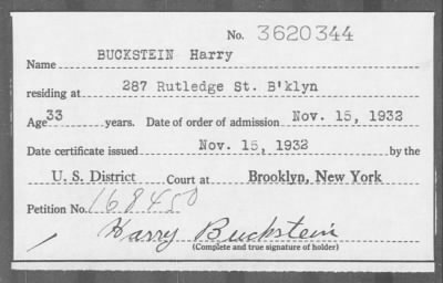 Thumbnail for 1932 > BUCKSTEIN Harry