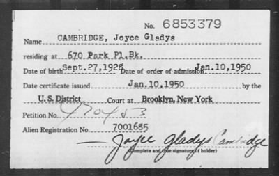 Thumbnail for 1950 > CAMBRIDGE, Joyce Gladys