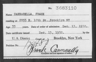 1932 > CANNARELLA, FRANK