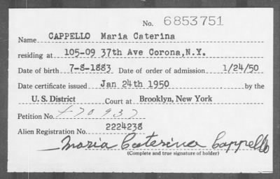 1950 > CAPPELLO Maria Caterina