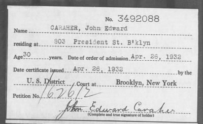 1932 > CARAHER, John Edward