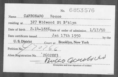 1950 > CARBONARO Rocco