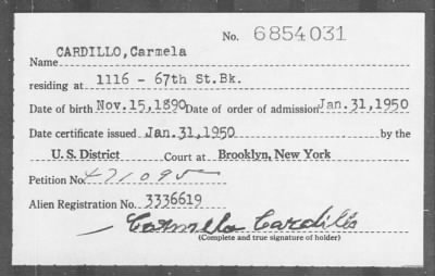 1950 > CARDILLO, Carmela