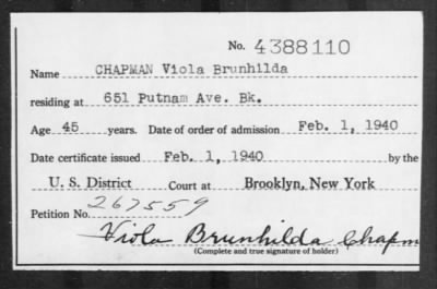 Thumbnail for 1940 > CHAPMAN Viola Brunhilda