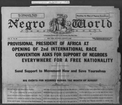 Thumbnail for 251-300 > 261 - Capt. Hitchcock IO-NOL to MID. Re: Letter from Marcus Garvey, President of Universal Negro Improvement, Assn., NY