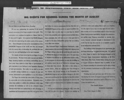 Thumbnail for 251-300 > 261 - Capt. Hitchcock IO-NOL to MID. Re: Letter from Marcus Garvey, President of Universal Negro Improvement, Assn., NY