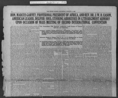 Thumbnail for 251-300 > 261 - Capt. Hitchcock IO-NOL to MID. Re: Letter from Marcus Garvey, President of Universal Negro Improvement, Assn., NY