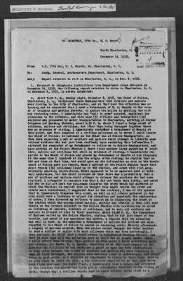 251-300 > 272 - Memo from Emmett J. Scott to Genl. E.L. Munson, Chief, Morale Branch. Re: Report made by colored Sgts. Cyrus W. Perry and I.H. Holmon.