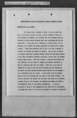 Thumbnail for 251-300 > 272 - Memo from Emmett J. Scott to Genl. E.L. Munson, Chief, Morale Branch. Re: Report made by colored Sgts. Cyrus W. Perry and I.H. Holmon.