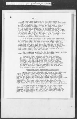 Thumbnail for 351-400 > 364 - IO-NYC to MID. Re: Maj. H.A. Strauss forwards copy of report gathered by one of Military Intelligence Allies regarding the "Negro Agitation".