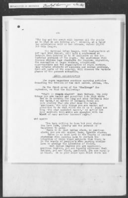 Thumbnail for 351-400 > 364 - IO-NYC to MID. Re: Maj. H.A. Strauss forwards copy of report gathered by one of Military Intelligence Allies regarding the "Negro Agitation".