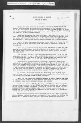 Thumbnail for 351-400 > 364 - IO-NYC to MID. Re: Maj. H.A. Strauss forwards copy of report gathered by one of Military Intelligence Allies regarding the "Negro Agitation".