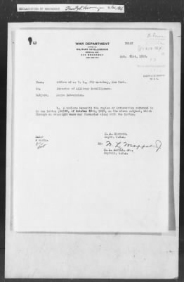 Thumbnail for 351-400 > 364 - IO-NYC to MID. Re: Maj. H.A. Strauss forwards copy of report gathered by one of Military Intelligence Allies regarding the "Negro Agitation".