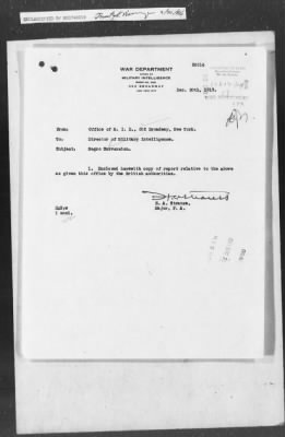 Thumbnail for 351-400 > 364 - IO-NYC to MID. Re: Maj. H.A. Strauss forwards copy of report gathered by one of Military Intelligence Allies regarding the "Negro Agitation".