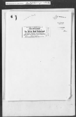 Thumbnail for 351-400 > 364 - IO-NYC to MID. Re: Maj. H.A. Strauss forwards copy of report gathered by one of Military Intelligence Allies regarding the "Negro Agitation".