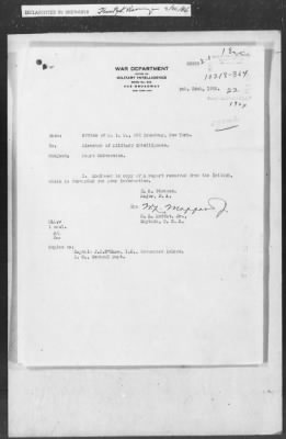 Thumbnail for 351-400 > 364 - IO-NYC to MID. Re: Maj. H.A. Strauss forwards copy of report gathered by one of Military Intelligence Allies regarding the "Negro Agitation".