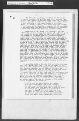 Thumbnail for 351-400 > 364 - IO-NYC to MID. Re: Maj. H.A. Strauss forwards copy of report gathered by one of Military Intelligence Allies regarding the "Negro Agitation".