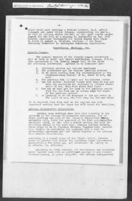 Thumbnail for 351-400 > 364 - IO-NYC to MID. Re: Maj. H.A. Strauss forwards copy of report gathered by one of Military Intelligence Allies regarding the "Negro Agitation".