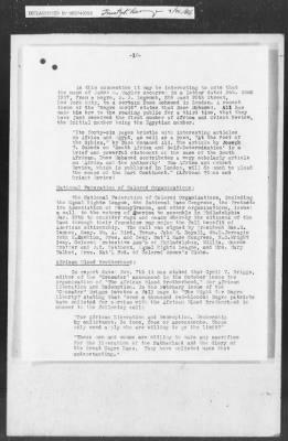 Thumbnail for 351-400 > 364 - IO-NYC to MID. Re: Maj. H.A. Strauss forwards copy of report gathered by one of Military Intelligence Allies regarding the "Negro Agitation".