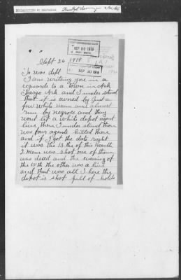 Thumbnail for 351-400 > 372 - C of S forwards letter from Mrs. M.C. Duncan, Bernie, MO, to Sec. of War. Re: Uprising in Fargo, AR.