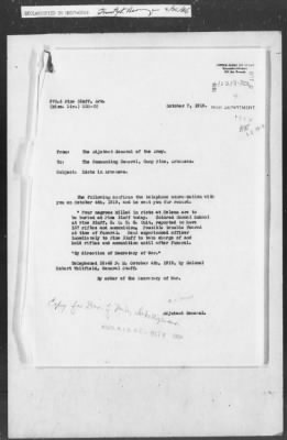 Thumbnail for 351-400 > 372 - C of S forwards letter from Mrs. M.C. Duncan, Bernie, MO, to Sec. of War. Re: Uprising in Fargo, AR.