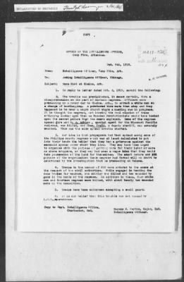 Thumbnail for 351-400 > 372 - C of S forwards letter from Mrs. M.C. Duncan, Bernie, MO, to Sec. of War. Re: Uprising in Fargo, AR.