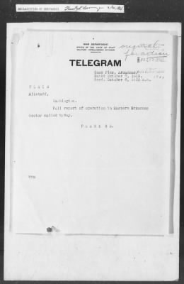 Thumbnail for 351-400 > 372 - C of S forwards letter from Mrs. M.C. Duncan, Bernie, MO, to Sec. of War. Re: Uprising in Fargo, AR.