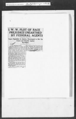 Thumbnail for 351-400 > 386 - SD forwards report from Arizona Dist. Re: Clipping from I.W.W. trying to gain black man's confidence and disrupt relations with whites.