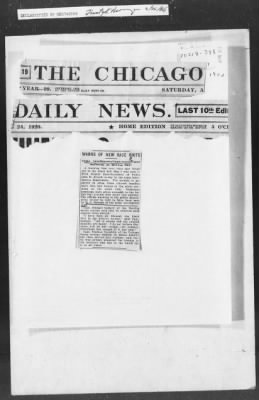 Thumbnail for 351-400 > 398 - Clipping from the Chicago Daily News. Re: E.J. Rowens of the Army Intelligence Staff warned police of race riots.