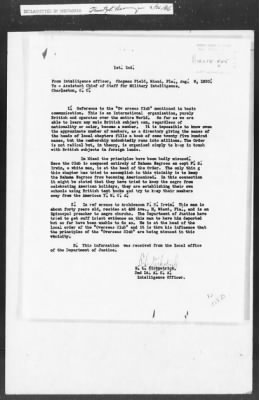 Thumbnail for 401-450 > 405 - IO-SED forwards letter from IO Chapman Field, Miami, FL. Re: Overseas Club, order is not radical