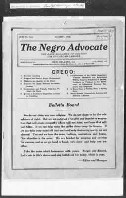 Thumbnail for 401-450 > 408 - IO, SED to MID by 1st Ind. Re: "Negro Advocate", a conservative negro paper