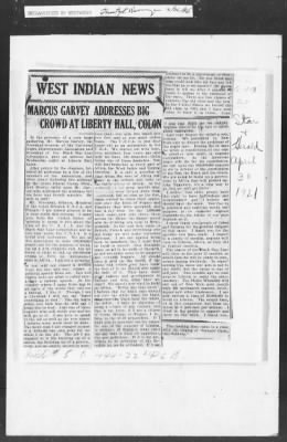 Thumbnail for 401-450 > 418 - DS forwards report that Marcus Garvey is to visit Kingston, Jamaica.